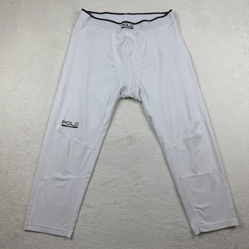 Polo Sport by Ralph Lauren Men's 3/4 Compression Tights White-READ‎